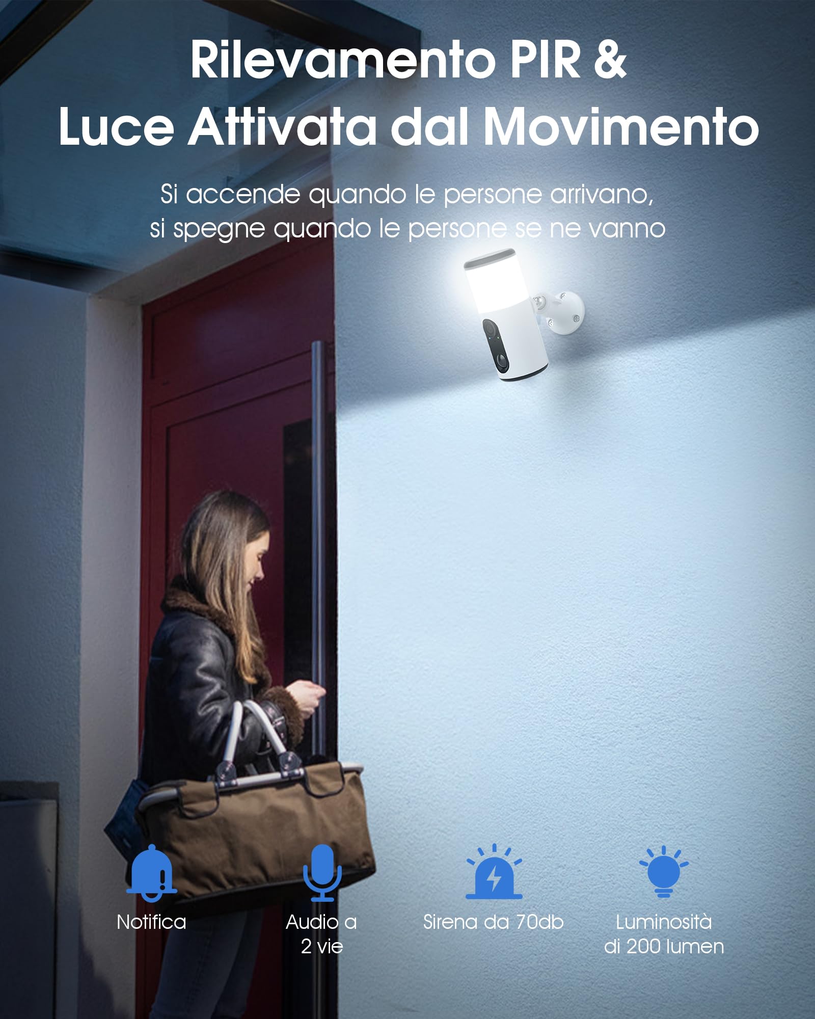 ANRAN 2K Telecamera Esterna da Parete con Solare, Luce Integrata, 2Pz | 2,4GHz WiFi, Videocamera Sorveglianza Senza FiLi, Luce Attivata dal Movimento, Rilevamento PIR, Visione notturna Colori
