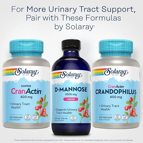 Miniatura 6 de SOLARAY Fórmula líquida D-Mannose de 1000 mg con extracto de arándano y arándano CranActin - Suplemento D manosa de arándano con vitamina C - Apoya