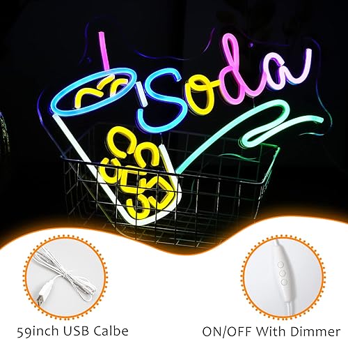 Miniatura 3 de Letrero de neón con luz LED de neón regulable para cócteles para decoración de pared, 16.7 x 11.8 pulgadas, letrero de negocios de bar, cocina,
