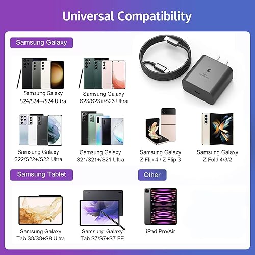 Miniatura 6 de Cargador Samsung USB C de 45 W - Carga tipo C súper rápida para Galaxy S23 UltraS23S23+S22 UltraS22S22+S21S20Note 10 Tab S8 S7 y más Series, PPS
