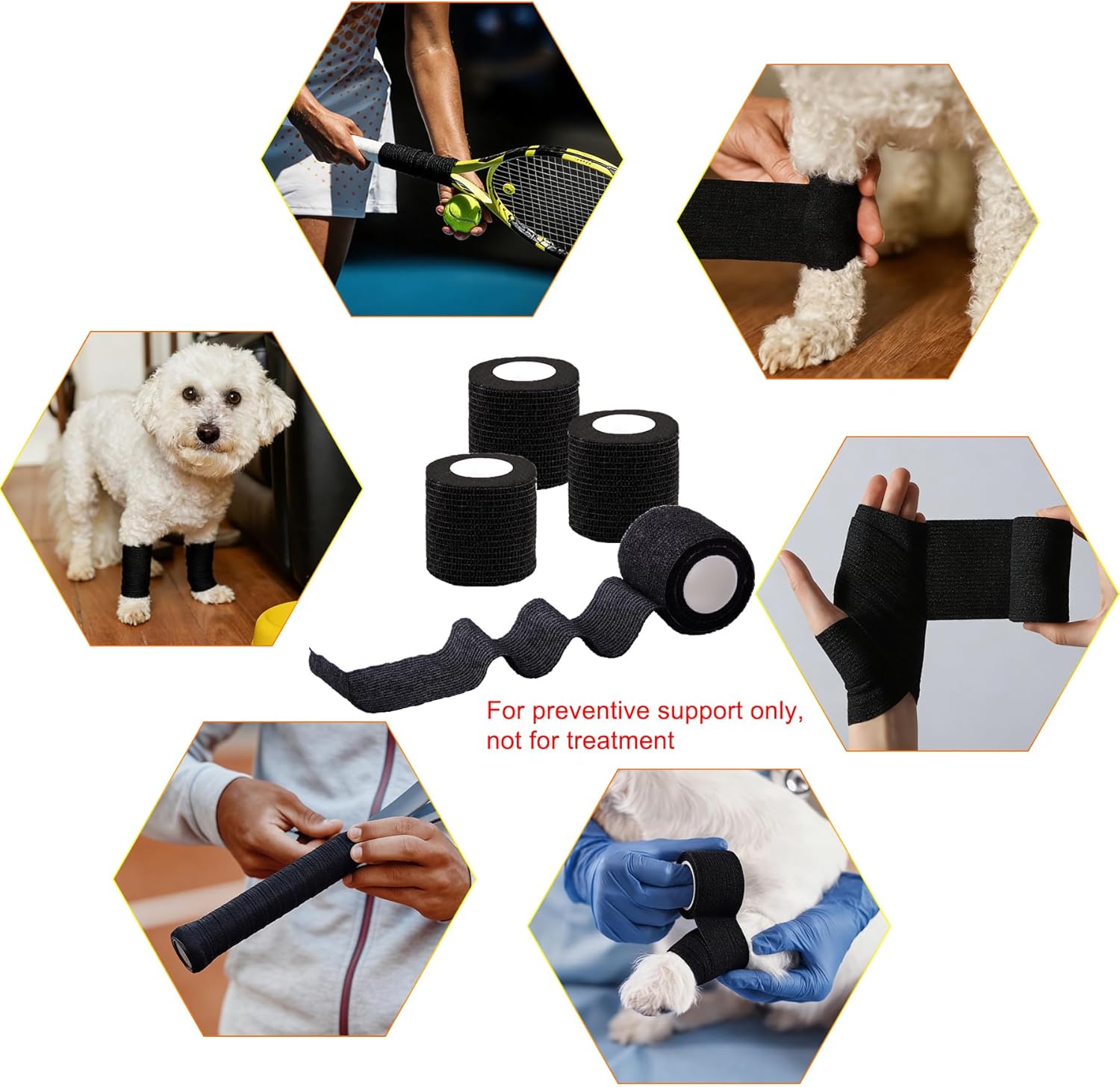 BQTQ 50 Rolls Self Adhesive Bandage Wrap Black Bandage Tape Self Adherent Wrap 2 inch Bandages Self Adhesive Wraps Stretch Bandage Wrap Roll for Wrist Ankle Swelling Sprains (Black)