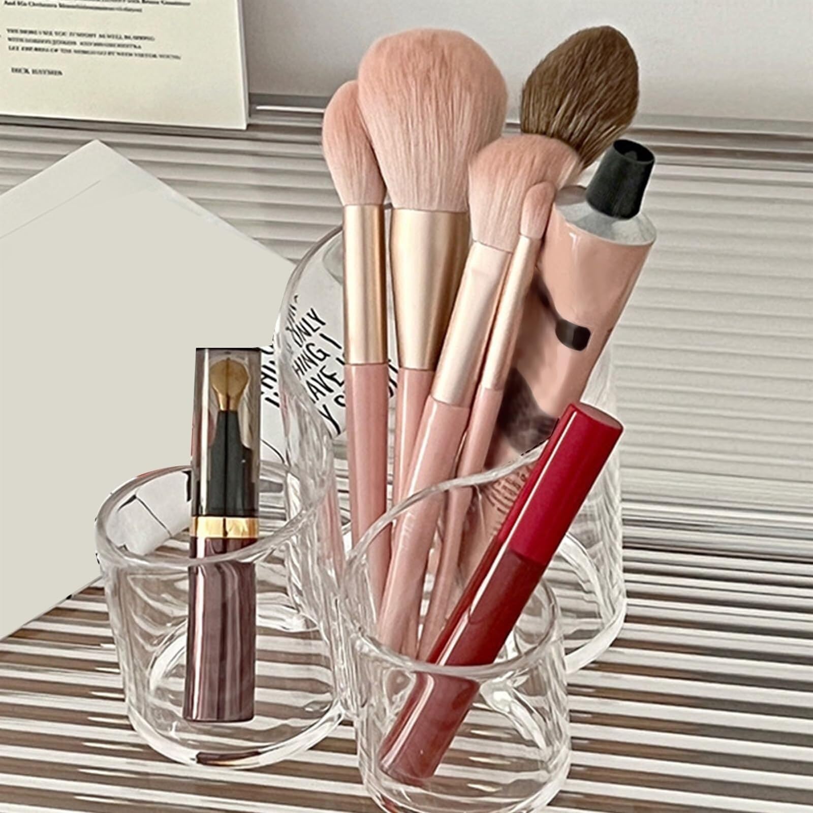 Almacenaje Maquillaje Soporte para Brochas De Maquillaje Organizador De Brochas De Maquillaje Transparente para Escritorio Caja para Brochas De Maquillaje para Lápiz Labial Habitacion