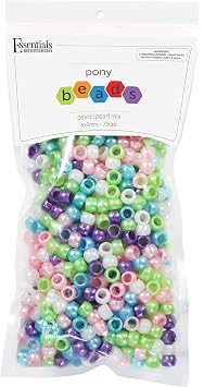 Essentials by Leisure Arts Pony Beads, 6x9mm, Pastel Pearl Mix, 750pc Bracelet Making Kit for Jewelry and Kandi Crafts Bulk Craft Beads for Friendship Bracelets and DIY Projects