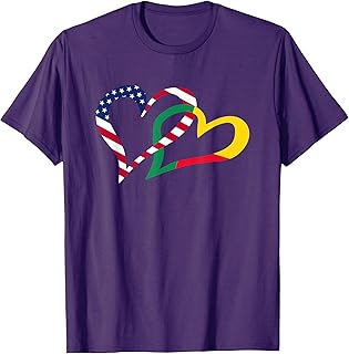 Love Heart Benin African USA Americans Flag Colors T-Shirt