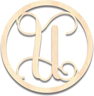 Back40Life - Precision Cut Vines Circle Wood Monogram Letter - 13-inch LC-03 Unfinished (U)