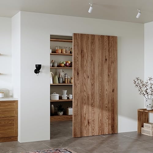 CEAKIAN 42" Concealed Sliding Barn Door Hardware Kit with Soft Close Mechanism for 34in Passage Opening, Hidden Sliding Door Hardware, Wall Mount for Interior Wooden Door (NO Door)