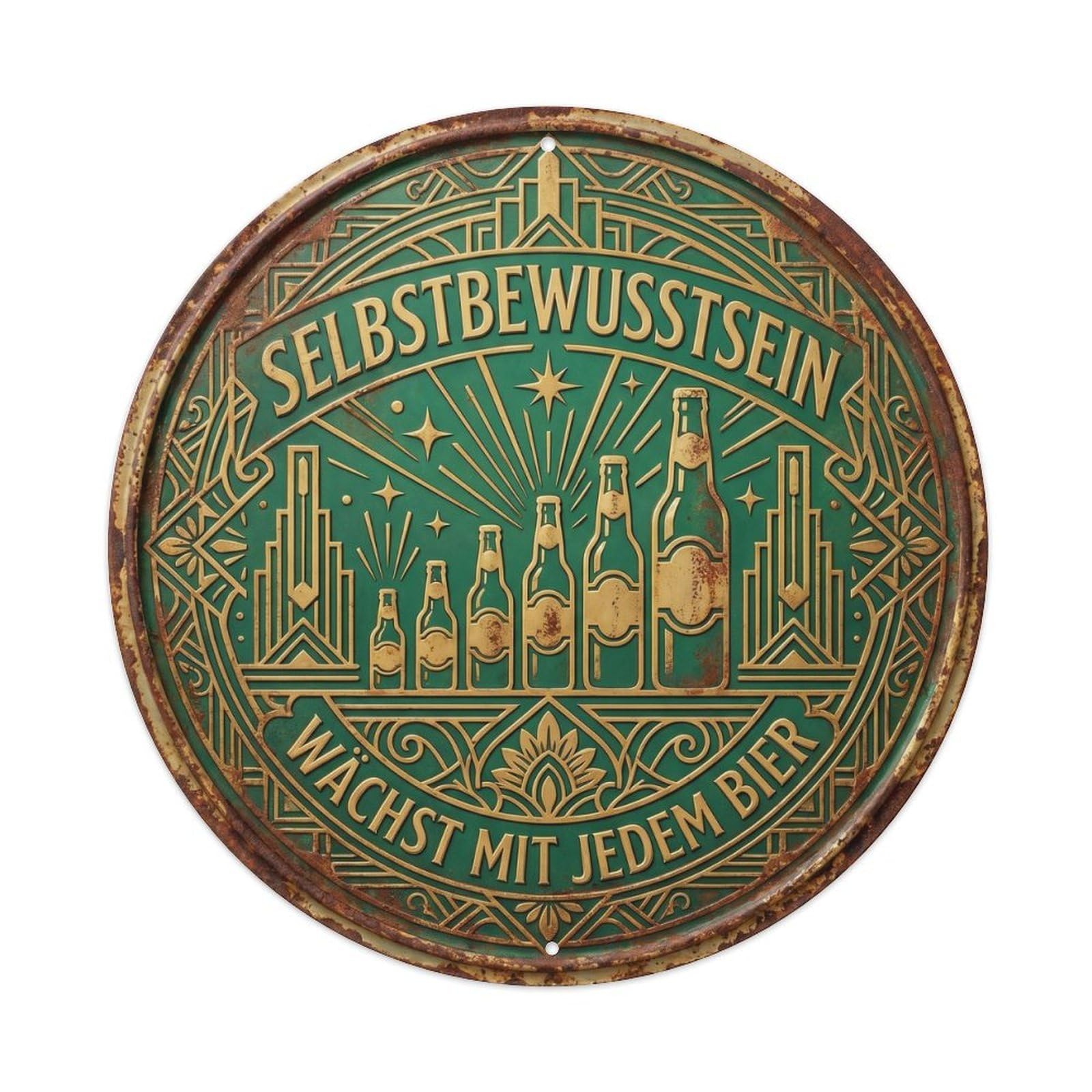 Vintage Bar Style Selbstbewusstsein Humorous Mancave Confidence Metal Tin Sign Plaque Wall Decor for Cafe, Club, Garden Round Metal Poster 8x8Inch