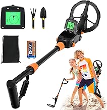 Kids Metal Detector, Lightweight Metal Detector for Children with LCD Screen and Sound, IP68 Waterproof Coil, High Precision Child Metal Detector with Rake, Shovel, Backpack