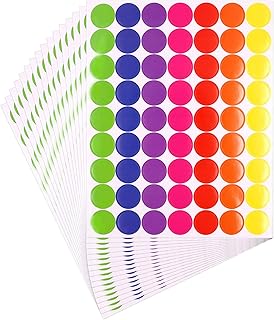 Dreecy 1575 PCS Color Coding Labels 1 Inch Circle Dot Stickers, Round Colored Dot Stickers in 7 Bright Neon Colors, Print ...