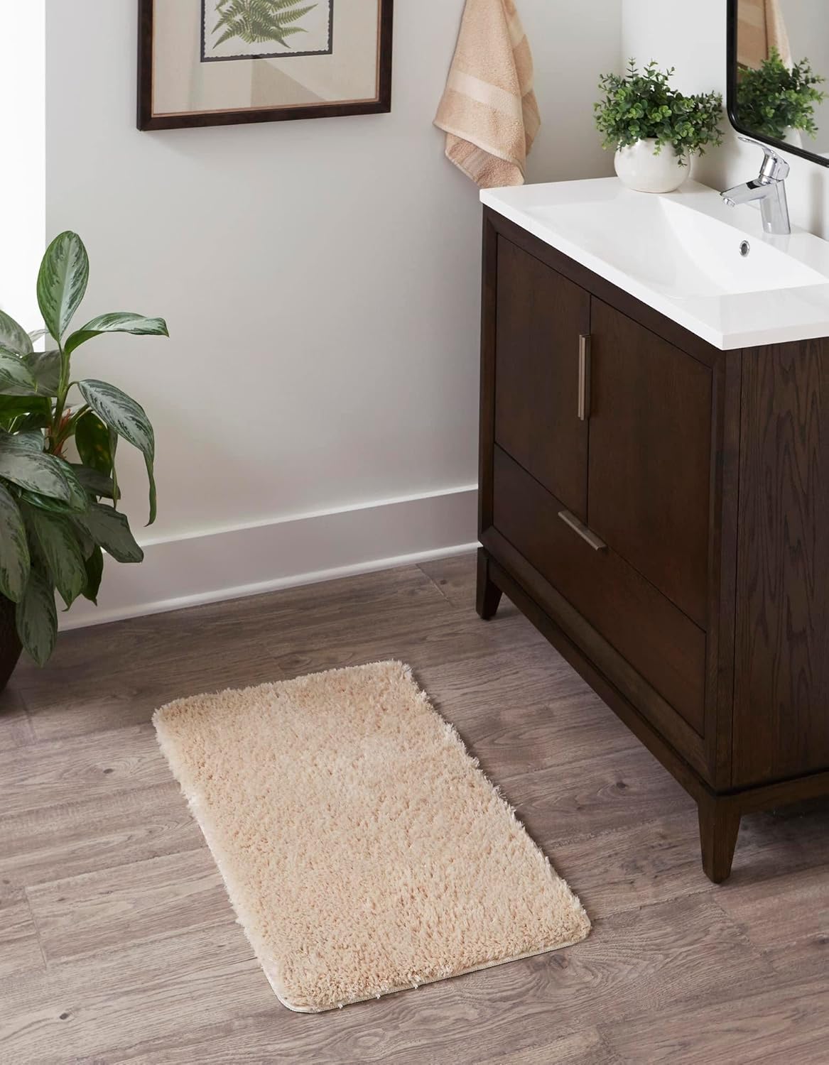 Unique Loom Bano Luxe Bath Mat Collection Area Rug - Luxe (1' 8" x 2' 7" Rectangle, Oat)