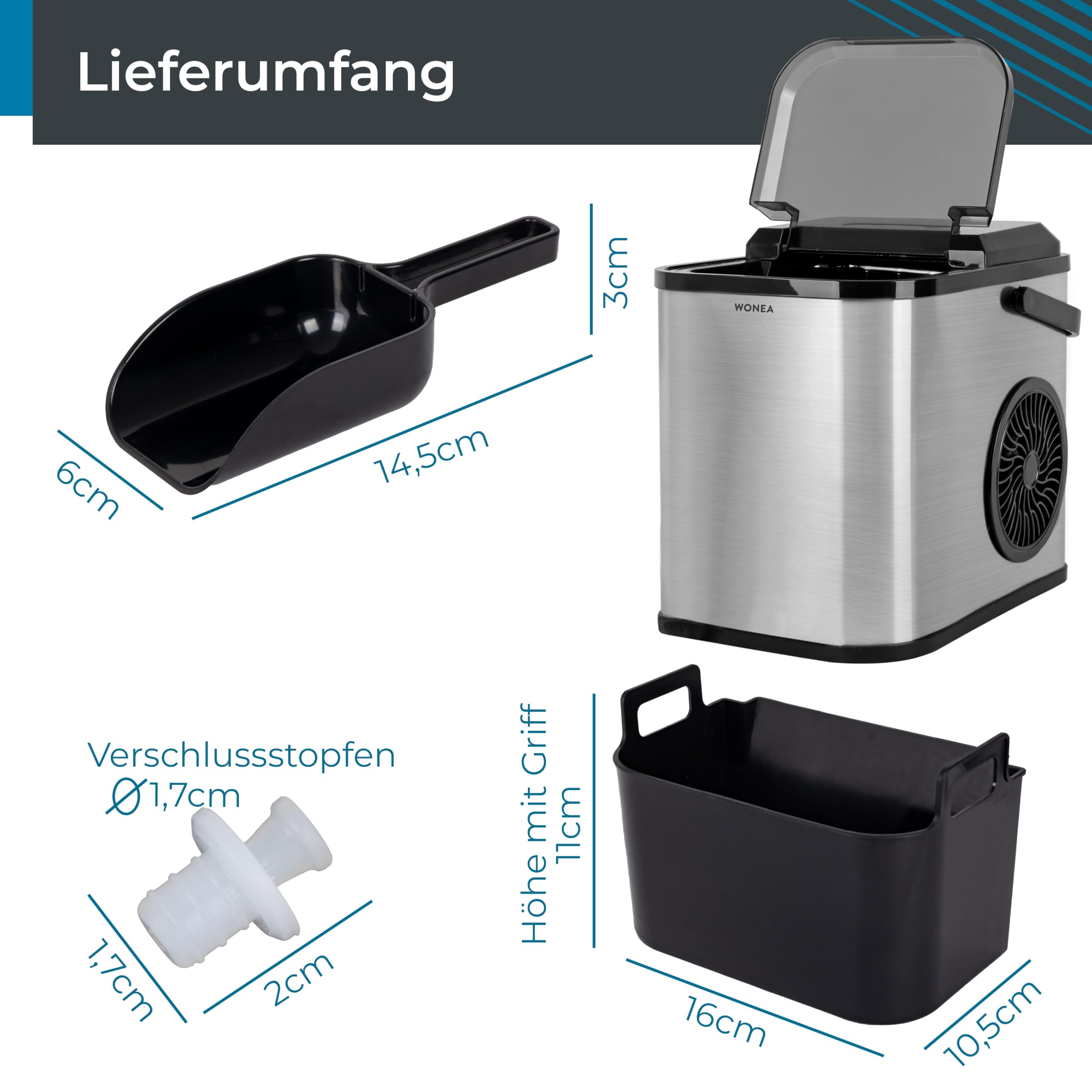 Eiswürfelmaschine Selbstreinigend, Eiswürfelbereiter mit 1Liter Wassertank | Eiswürfelbereiter Selbstreinigend klein 1 Liter, Edelstahl Eiswürfel-Maker schwarz Party-Eiswürfel-Maschine für Cocktails