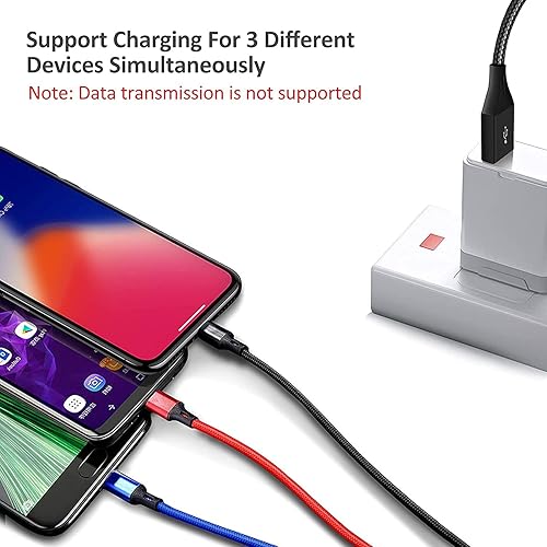 Miniatura 3 de Laugwey Juego de cables de carga USB multifunción, paquete de 3 cables trenzados de nailon 3 en 1, múltiples cables de carga rápida para el hogar,