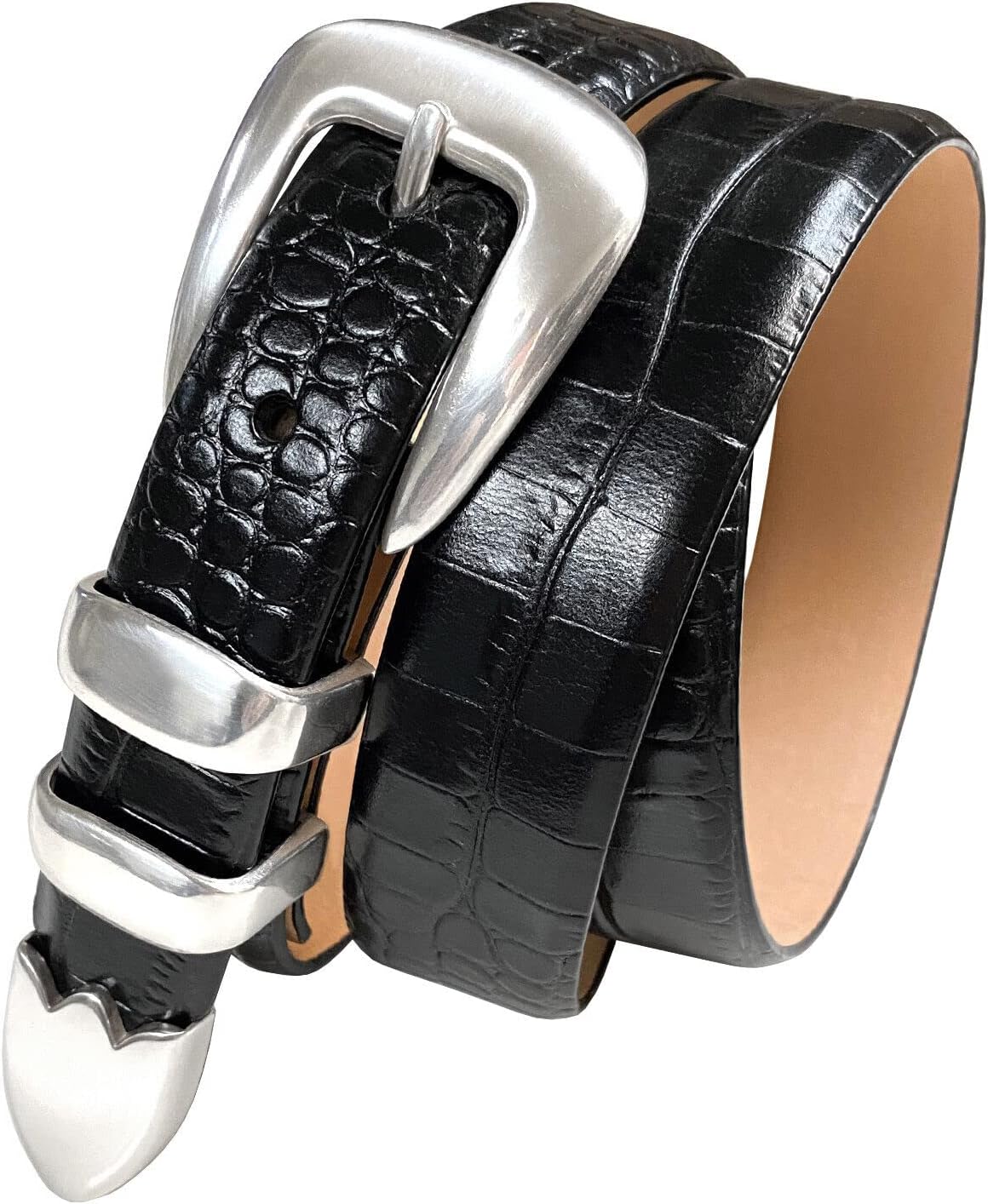 S5525 Genuine Full-Grain Cowhide Leather Designer Dress Belt 1-1/8"(30mm) taper down to 1"(25mm) wide