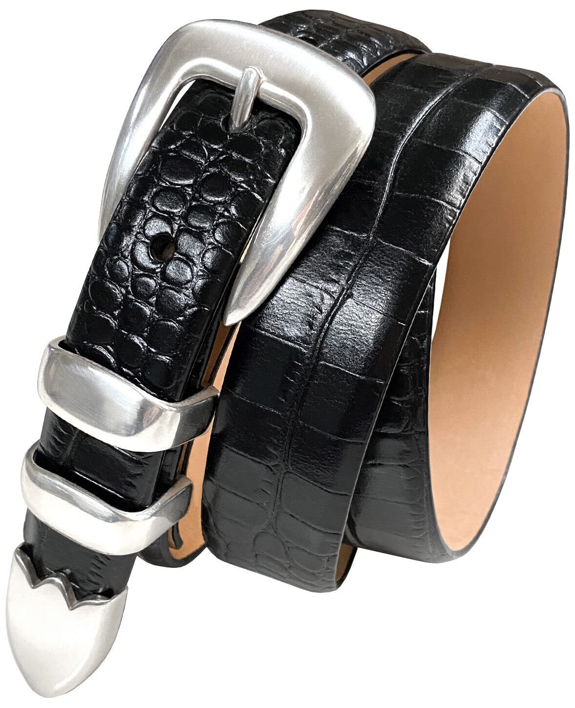 S5525 Genuine Full-Grain Cowhide Leather Designer Dress Belt 1-1/8"(30mm) taper down to 1"(25mm) wide