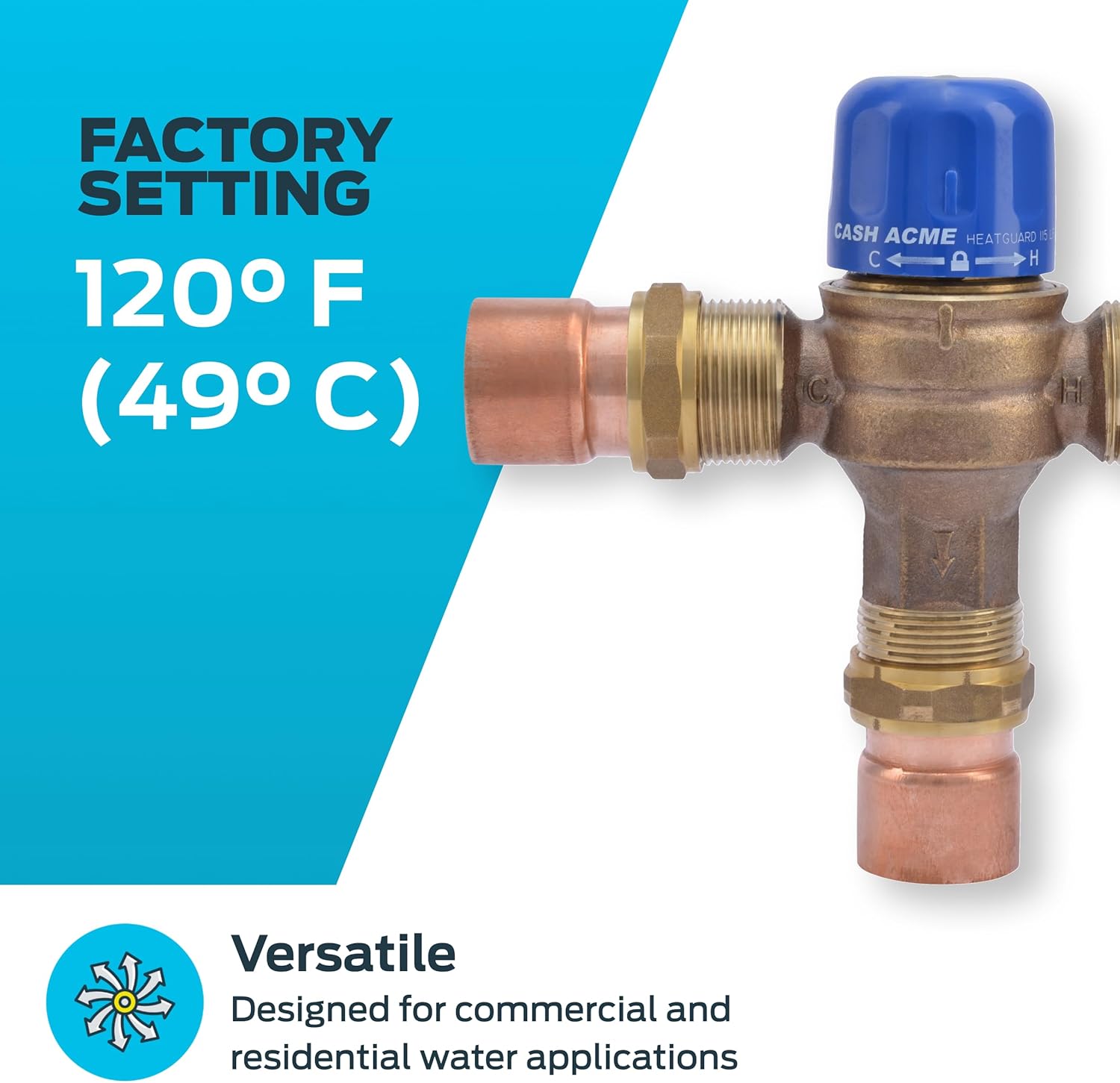 Cash Acme 1-1/4 Inch HG115 Sweat Thermostatic Mixing Valve, 24521