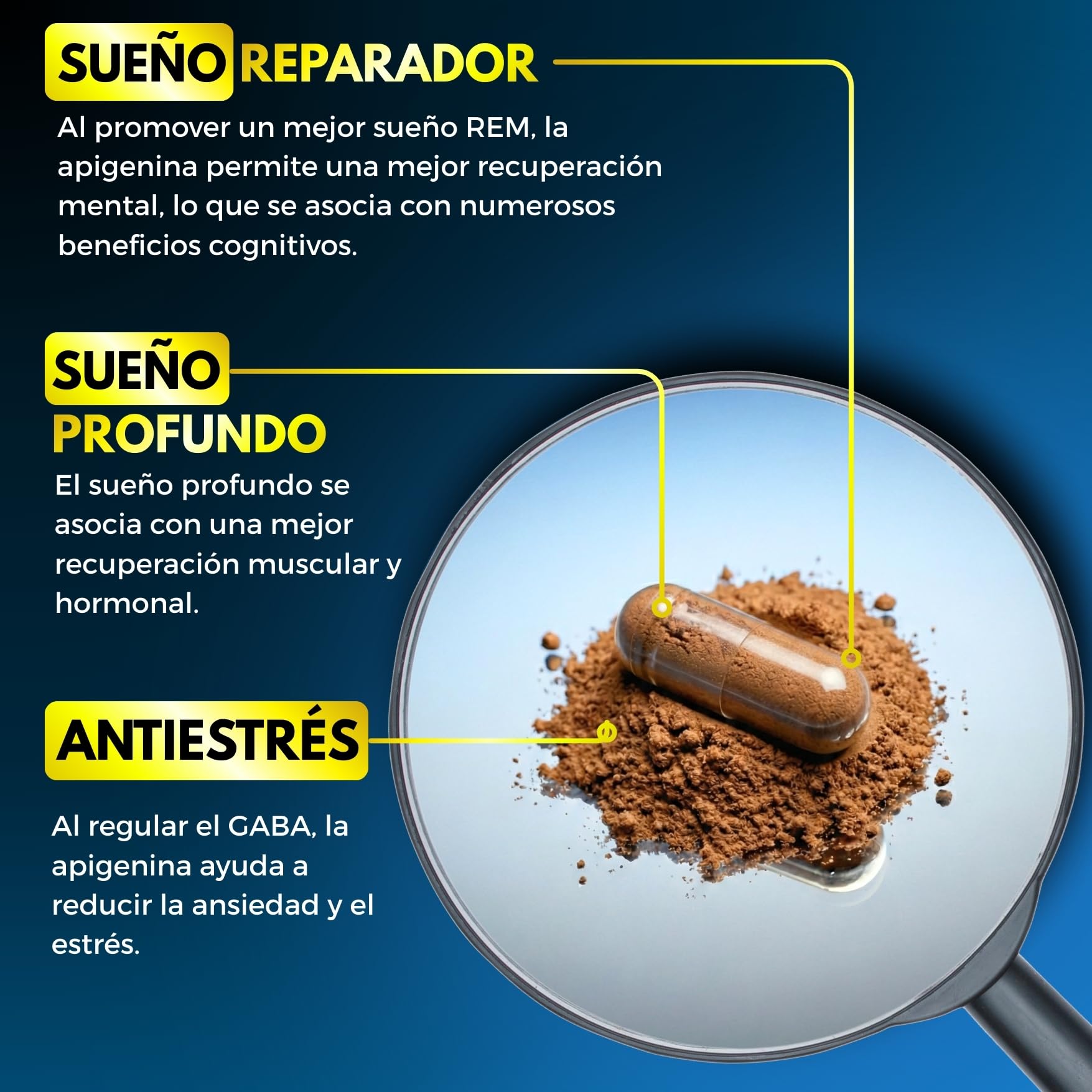 Apigenina Pura ✦ Extracto de Manzanilla ✦ Relajación & Sueño Reparador ✦ Antioxidante & Longevidad ✦ Potencia el NAD+ ✦ 100% Natural & Sin Aditivos ✦ Empresa Francesa ✦