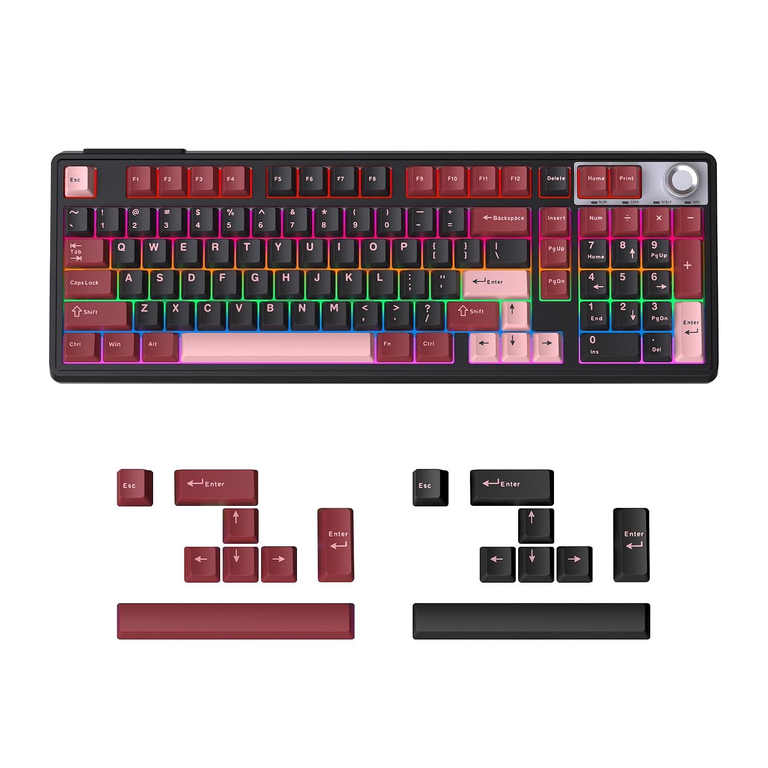 98% Wireless/Wired Mechanical Keyboard for Gaming/Office,4000mAh Battery,Bluetooth 5.0/2.4G/USB-C,RGB Backlit PBT Keycaps,Compatible with PC Mac,Long Nails,Creamy Clicky Feel,Computer Keyboard