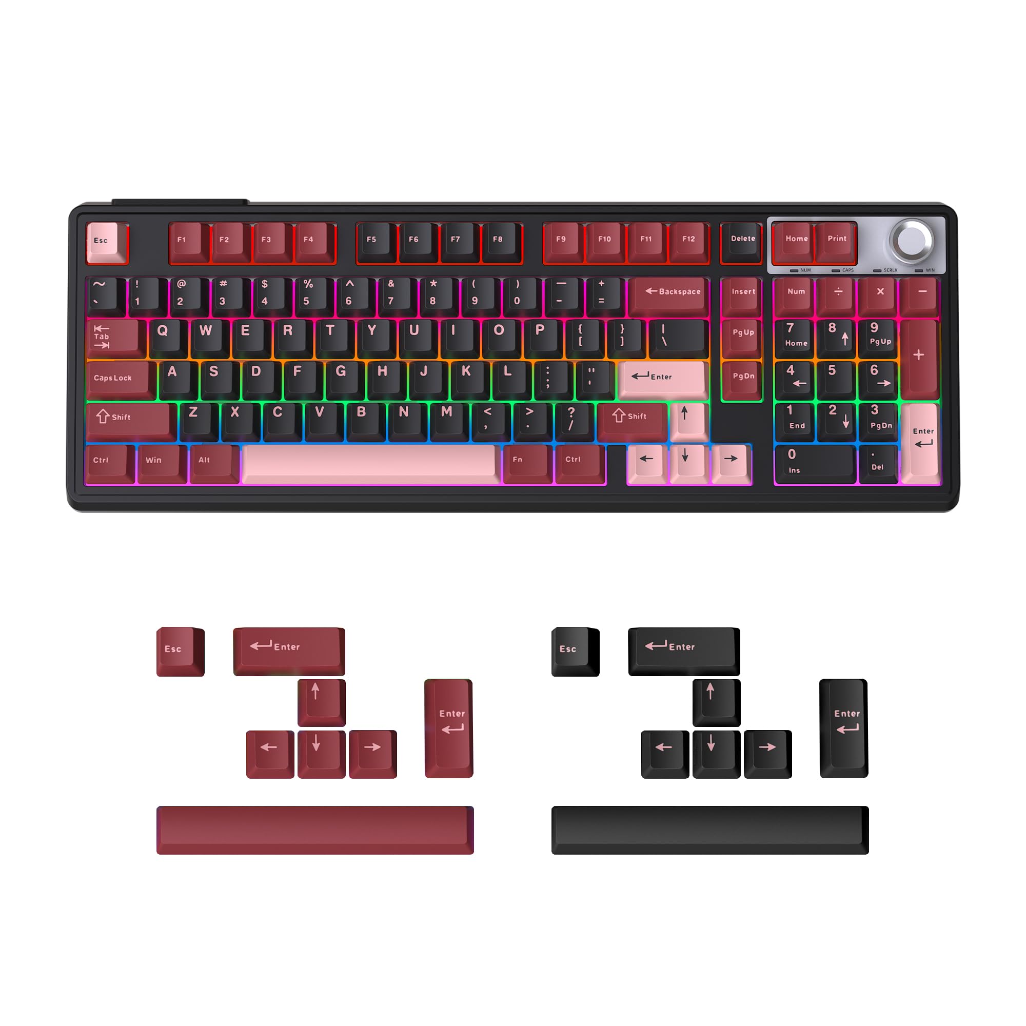 Tastiera meccanica al 98% wireless/cablata per gioco/ufficio, batteria 4000 mAh, Bluetooth 5.0/2.4G/USB-C, tasti in PBT retroilluminati RGB, compatibile con PC Mac, unghie lunghe, sensazione