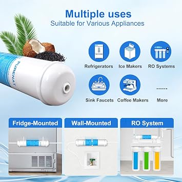 Inline Water Filter Kit for Refrigerator and Ice Maker,1/4 Quick Connect Post Carbon Filter Replacement for Reverse Osmosis System with Feed Water Valve,1/4 Water Line and Fittings