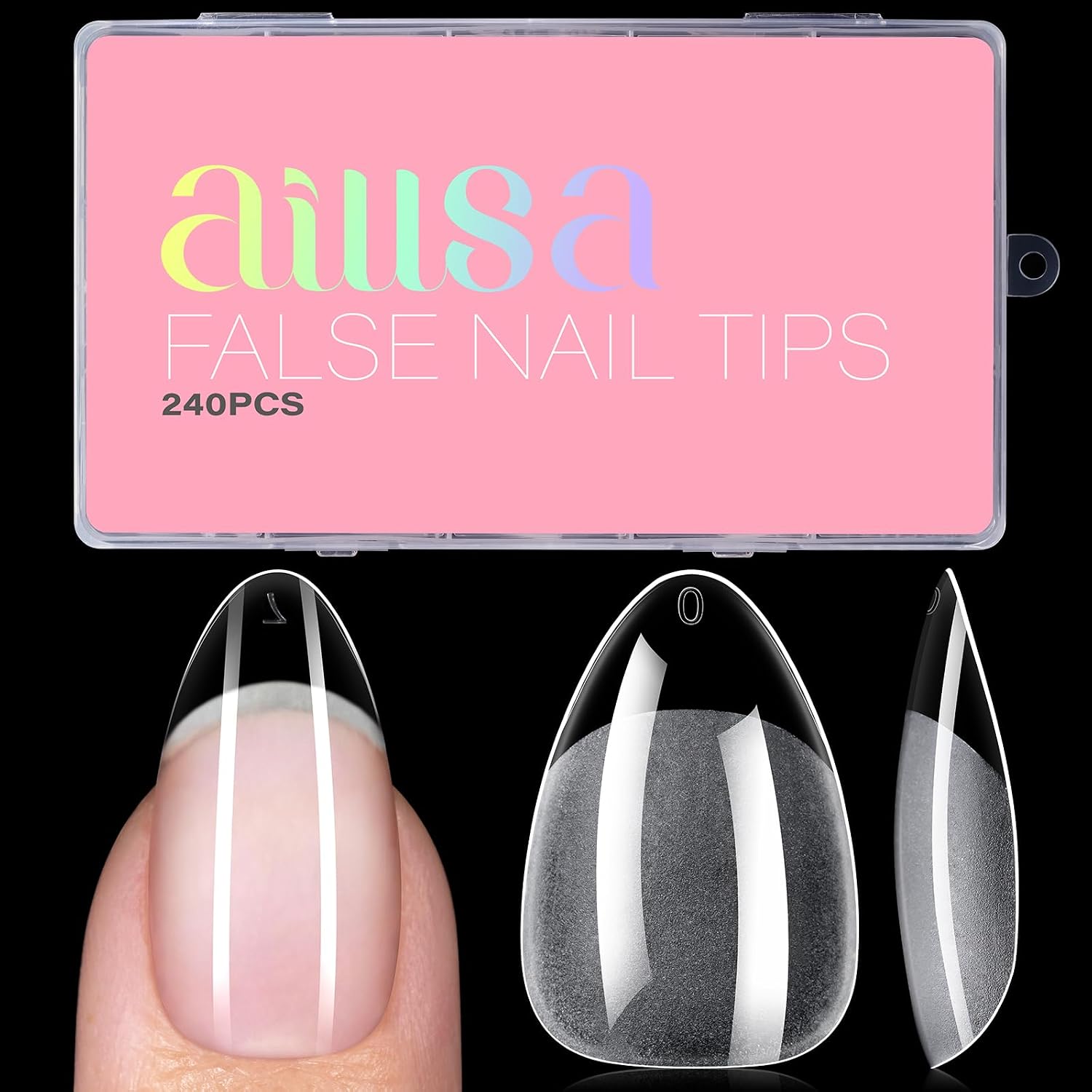 AILLSA Short Almond Nail Tips - False Nail Extensions