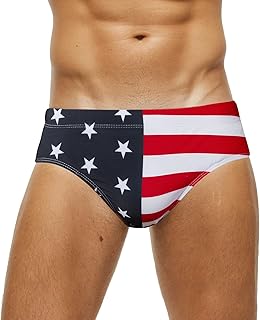 Bikini for Men Padded Swim Brief Swimwear Quick Dry USA Flag Bathing Suit Printed Sexy Bikini Briefs Athletic Sports Underwear Bathing Suit