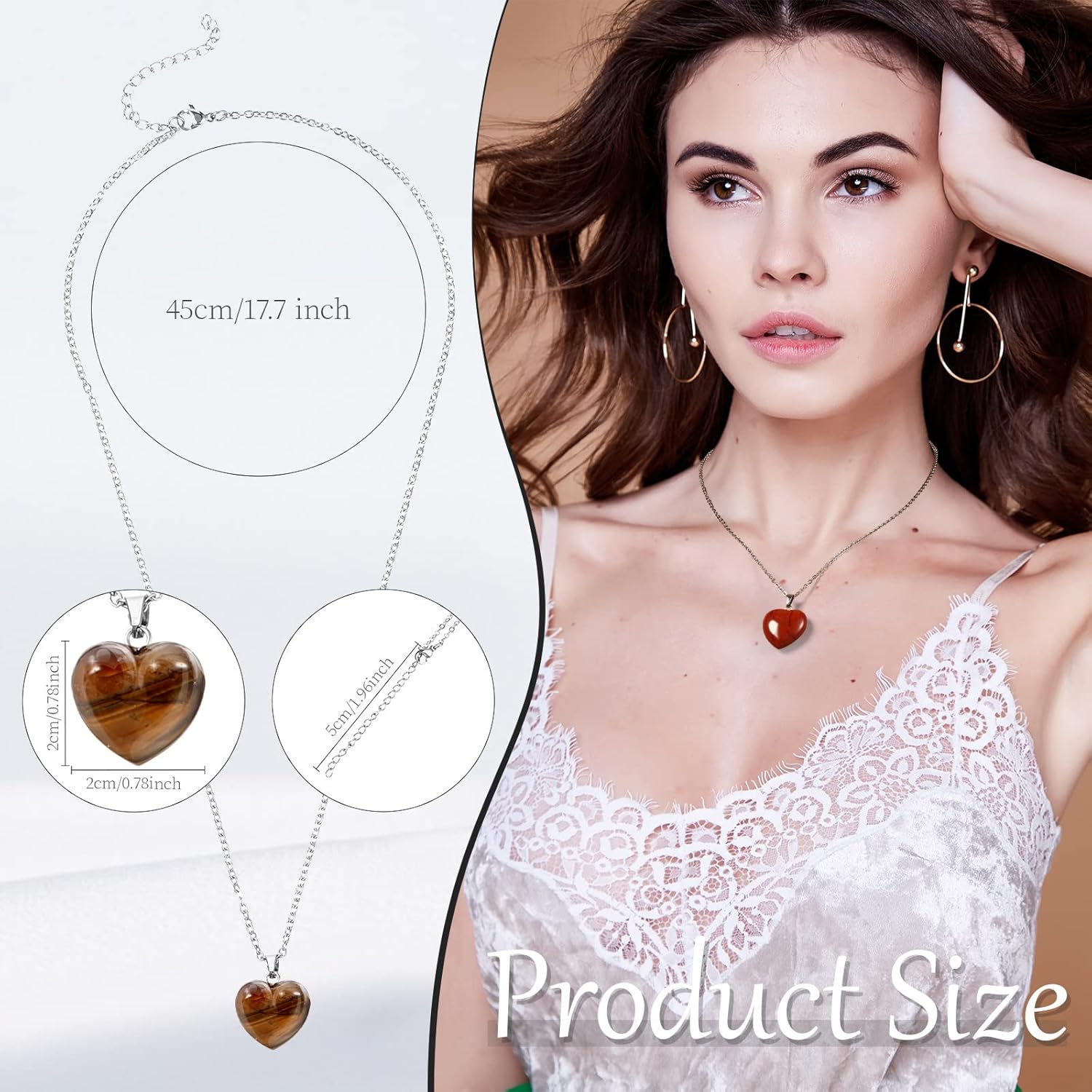 Geelin 15 Types Heart Shape Crystal Necklace Heart Crystal Charms Pendants Women Love Necklace for Christmas Valentine's Gift, Wife Girlfriend Gift Birthday Party Favor - Image 2