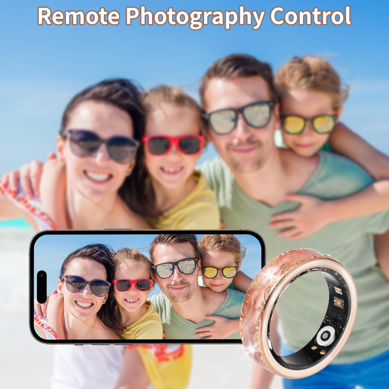 Anillo inteligente para mujeres y hombres, rastreador de salud y fitness con frecuencia cardíaca, monitor de sueño, oxígeno en sangre, HRV, 128 modos deportivos, IP68 impermeable, control de gestos