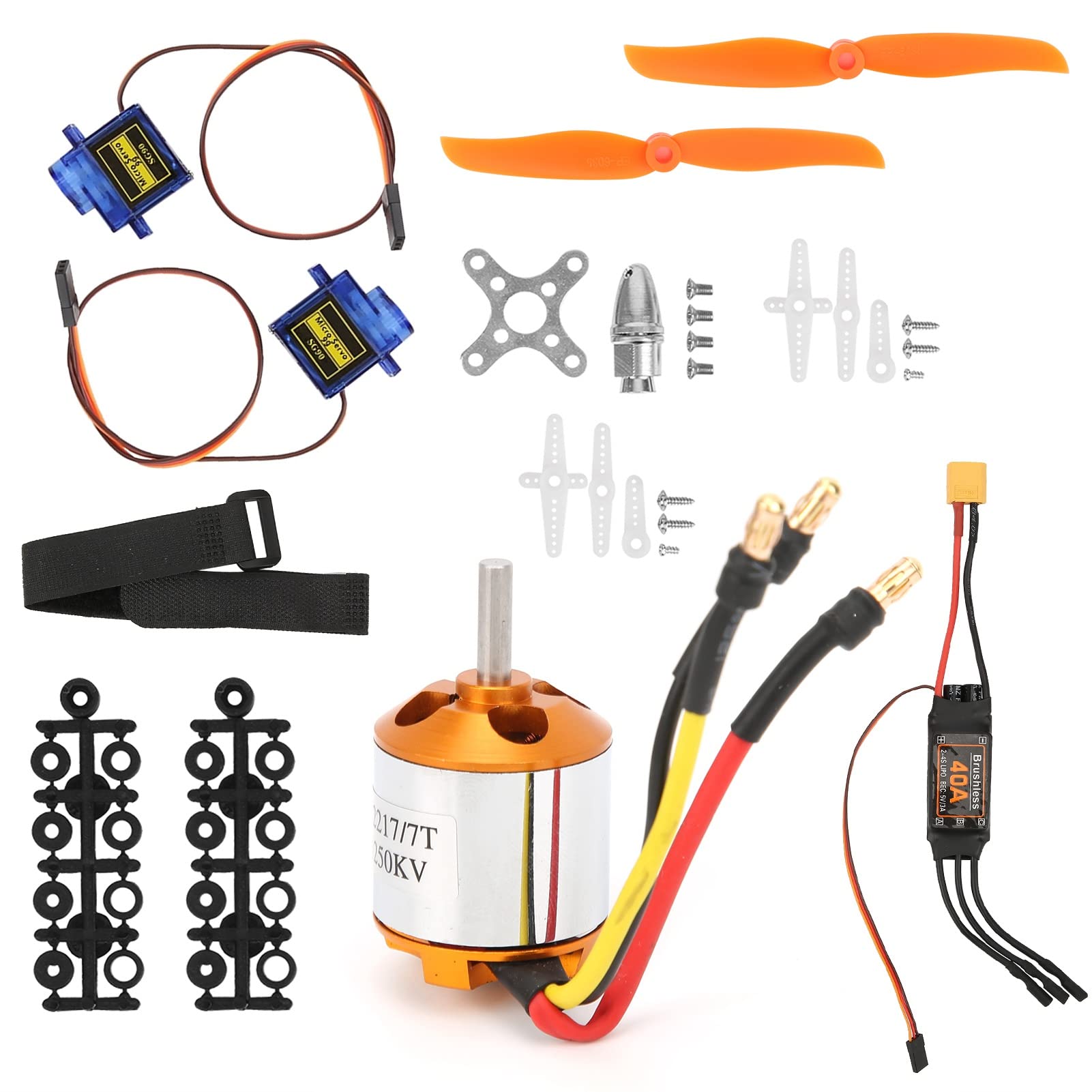 Hélice de helicóptero teledirigido, motor de avión teledirigido, regulador de velocidad eléctrico, motor sin escobillas 2217 KV1250 + 8060 hélices, motor de dirección + 40 A ESC para helicóptero RC