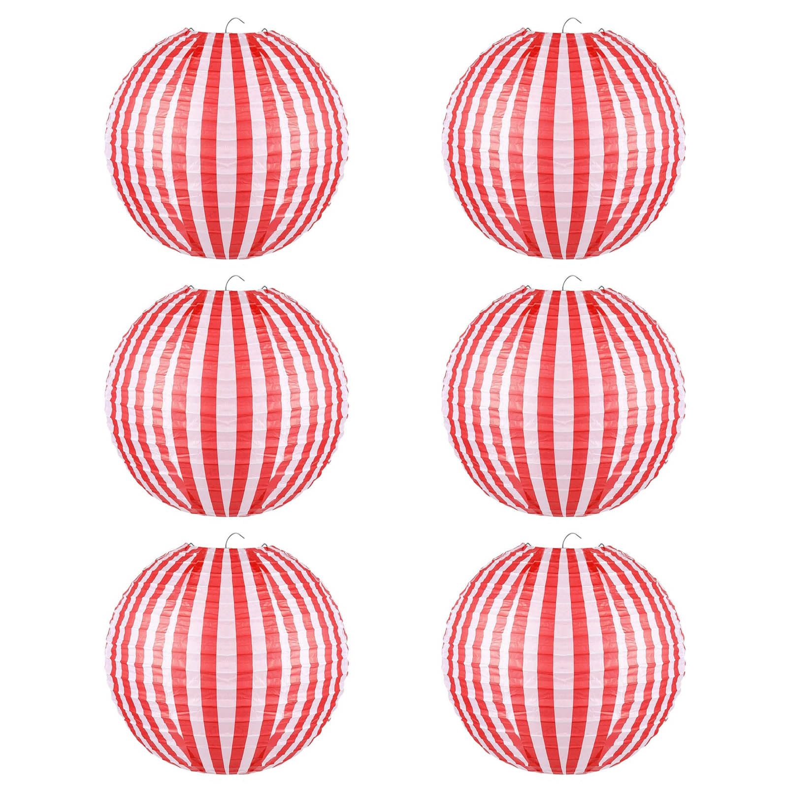 Hsioluted 6Pieces Red and White Striped Paper Hangings for Indoor and Outdoor Festivities Simple Setups and Construction Striped Paper Hangings