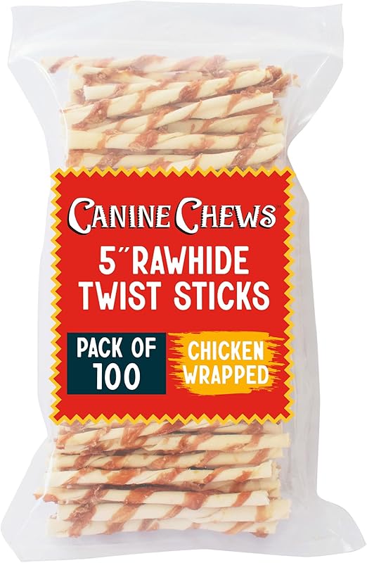 Canine Chews ChickenWrapped Rawhide Twists for Dogs