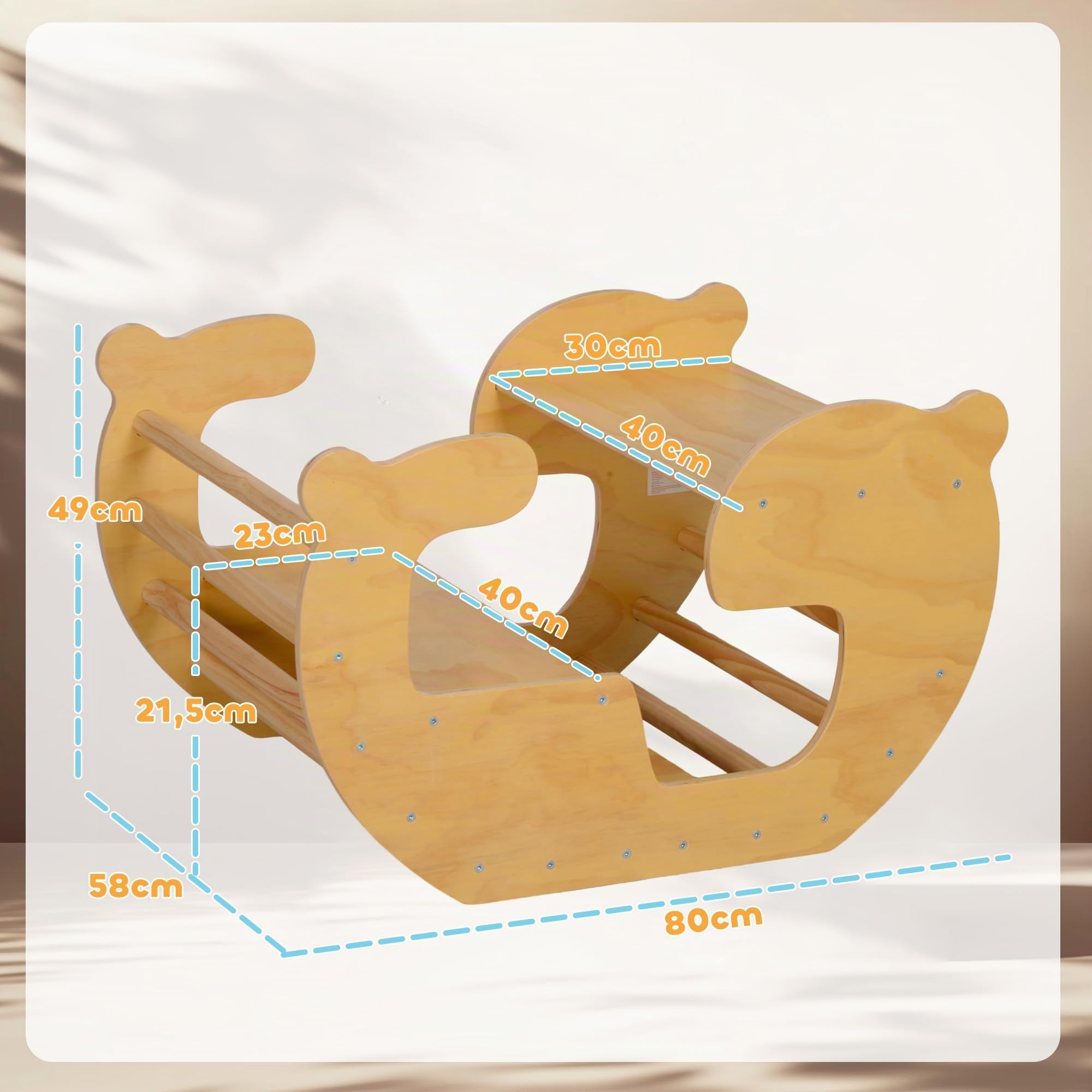 AIYAPLAY 2-in-1 Arco Arrampicata Bambini, Liscio Legno Naturale