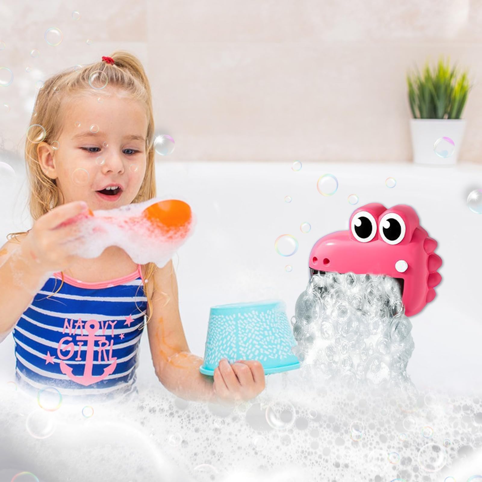 Jouet De Bain Moussant Avec Veilleuse – Grenouille Et Crocodile, Machine à Bulles Imperméable, Lumière Et Musique