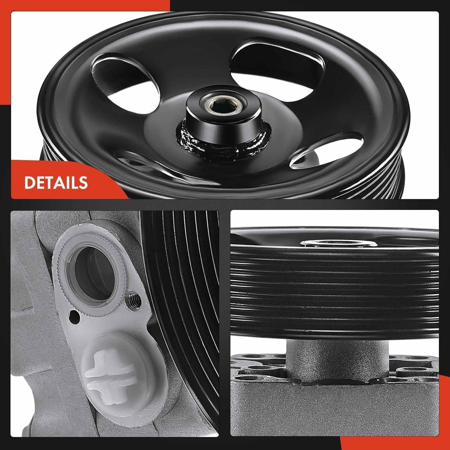 A-Premium Power Steering Pump, with Pulley, Compatible with Nissan Pathfinder 2001-2004 & Infiniti QX4 2001-2003, 3.5L Gas, Replace # 491104W015