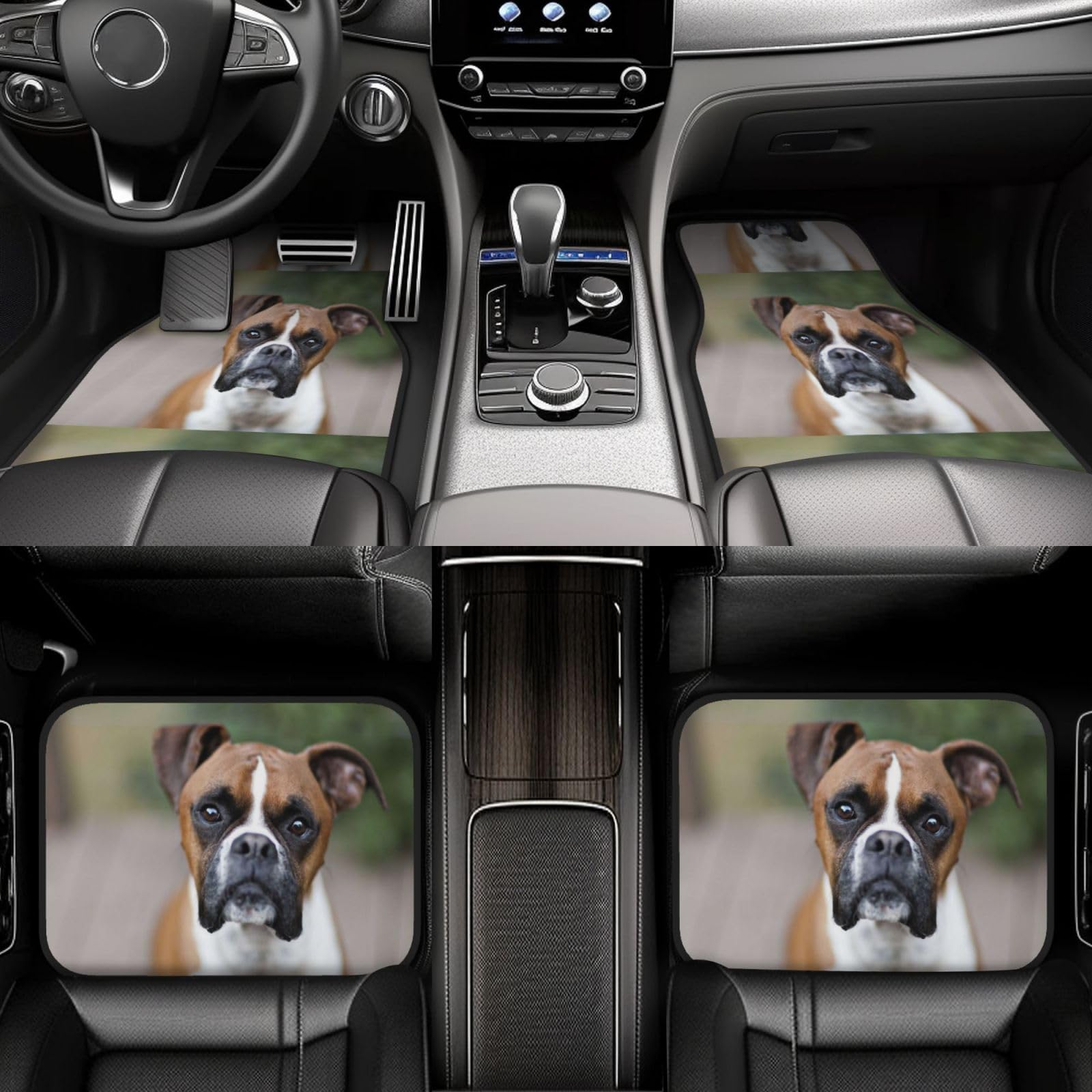 Boxerhund, 4er-Set Auto-Fußmatten, Neopren-Fußmatten für Fahrzeuge, rutschfeste Auto-Fußmatten, Autozubehör