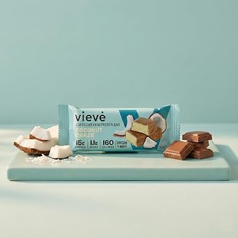 Vieve Protein Bars - Coconut Craze Flavour - High Protein 15g - High Fibre, 1.1g Sugar, Gluten Free Snacks for Snacking & Post-Workout Nutrition - Real Coconut Pieces - 12-Pack Box