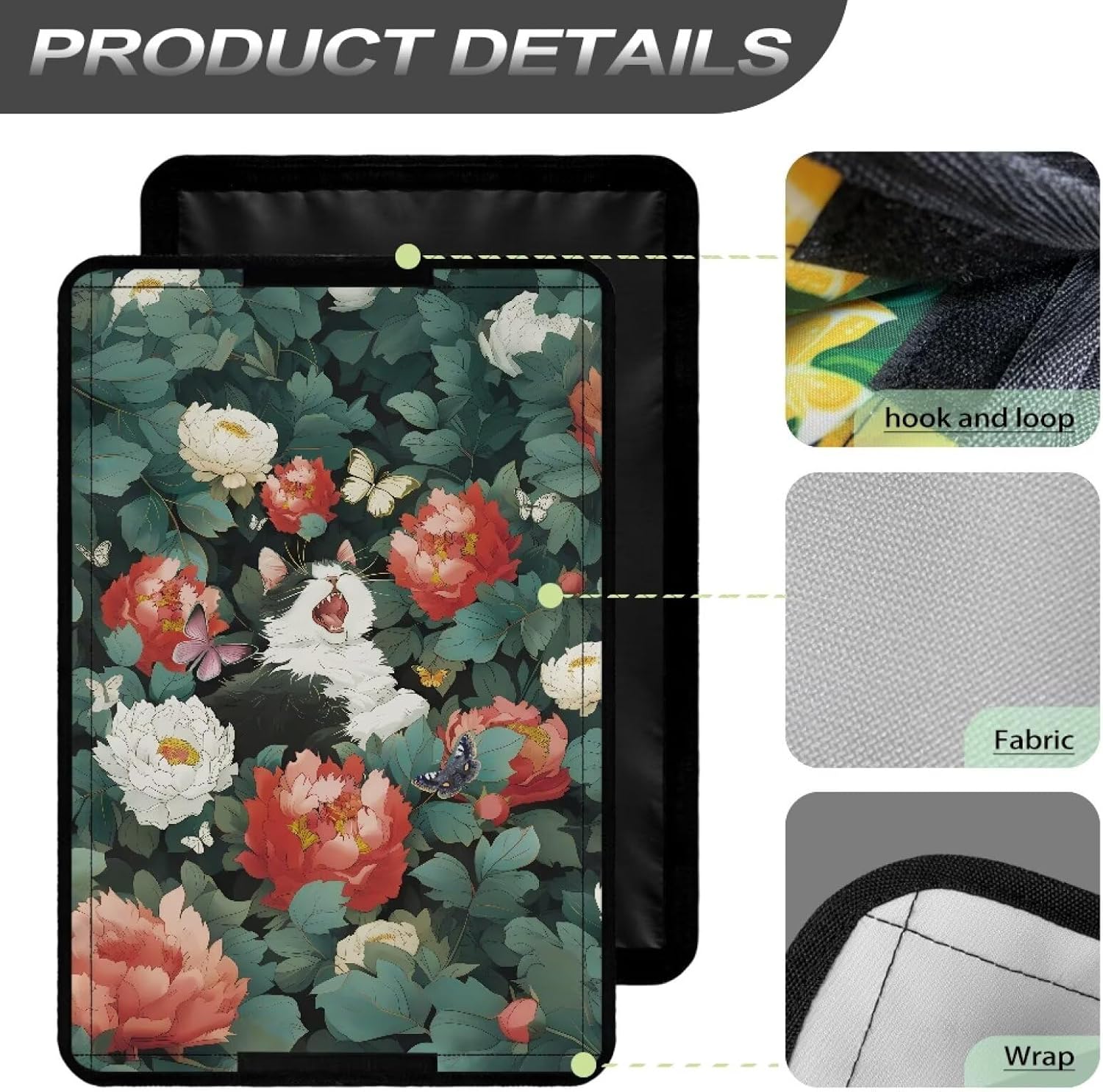 Cat in Flower Rv Door Window Shade Cover, Rv Blackout Curtains with Uv Protection, New Model Foldable Rv Blackout Window, Cover Camper Door Window Shade(17"x26")