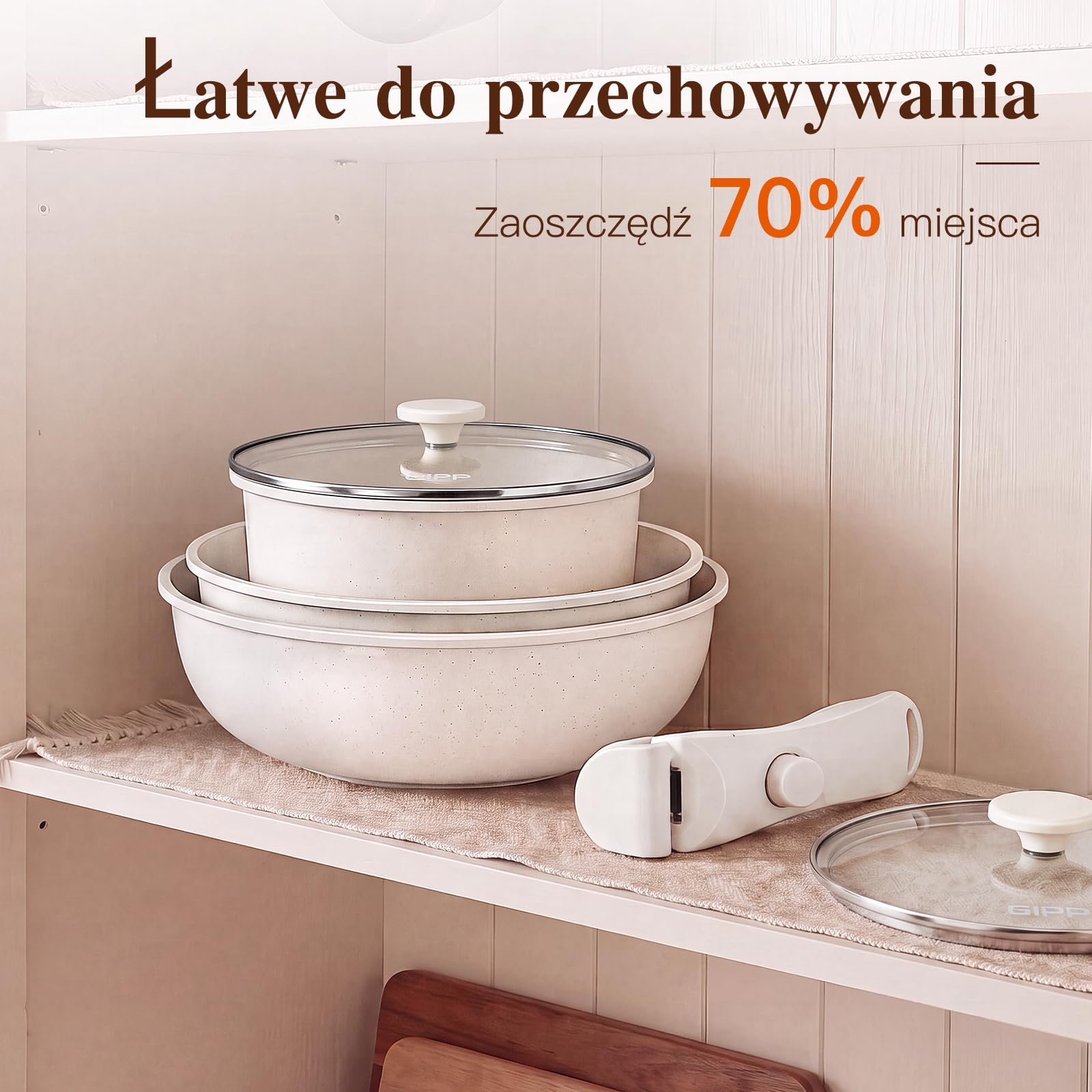 GiPP 11-częściowy zestaw patelni z powłoką nieprzywierającą, biały