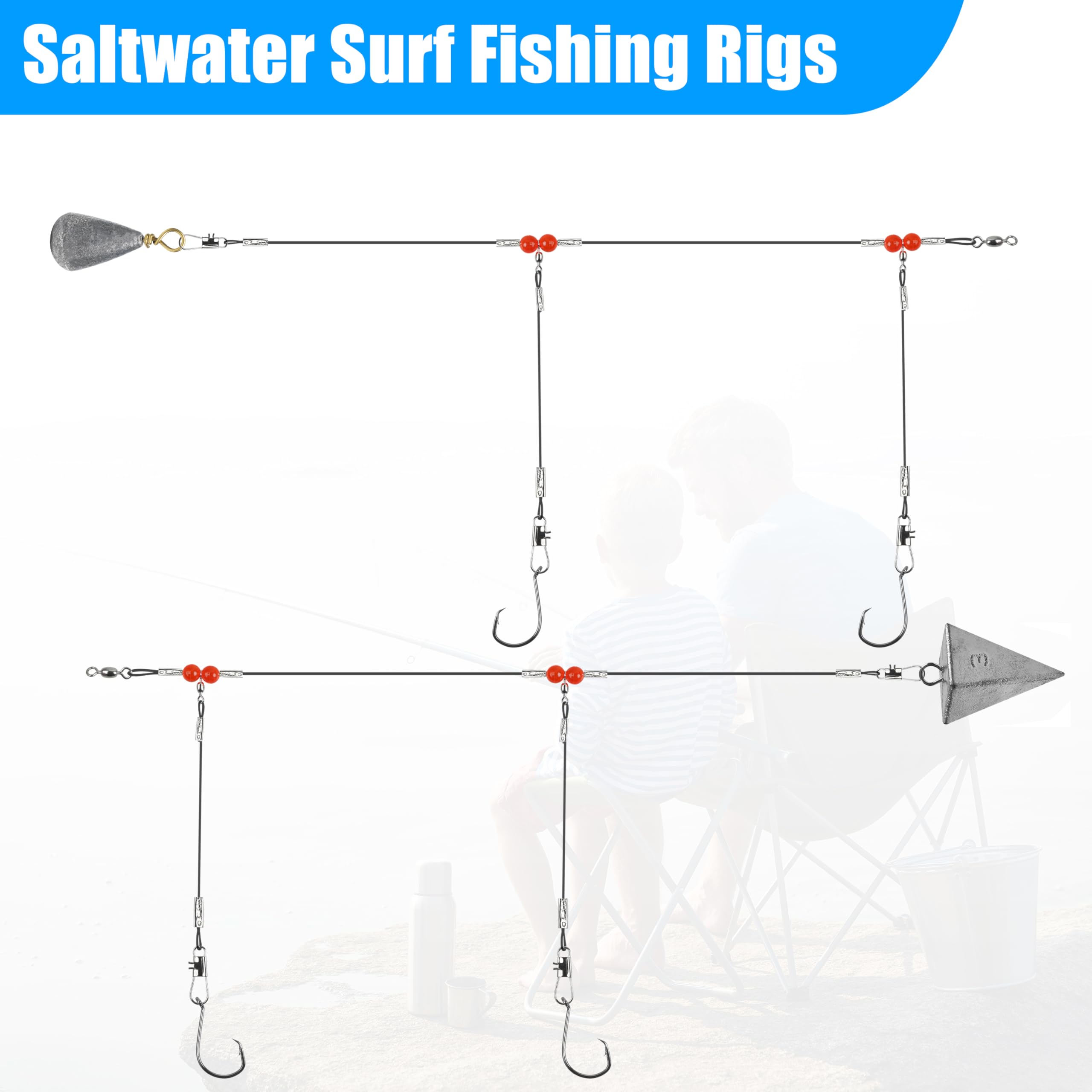 Amazon.com : Saltwater Surf Fishing Tackle Kit - Saltwater Surf Fishing  Rigs Bottom Rigs Include Fishing Leader Rigs Pyramid Sinkers Bass Casting  Sinker Circle Hooks for Striped Bass Red Drum Flounder :