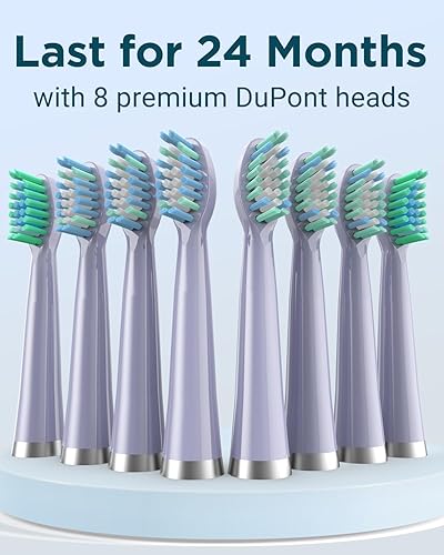 Miniatura 38 de Rtauys - Cepillo de dientes eléctrico y sónico M5 para adultos, recargable, con 8 cabezales de cepillo y estuche de viaje, con soporte, 3 horas