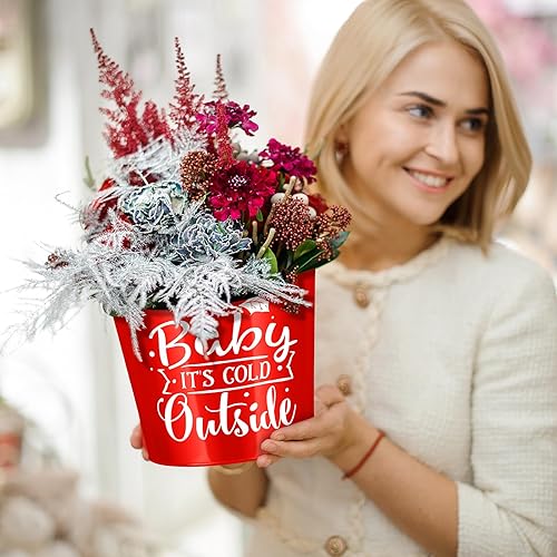 Miniatura 3 de Hoolerry 16 macetas de metal rojo de metal galvanizado de 6 pulgadas, macetas de jardinería para balcones, jardines, patios, oficina, fiesta, hogar,