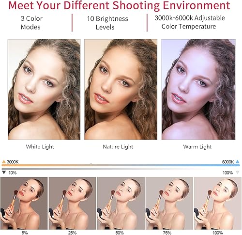 Miniatura 2 de Anillo de luz LED de 21 pulgadas con soporte para trípode, anillo de luz de video para fotografía de selfie, grabación de vlogs, conferencias,