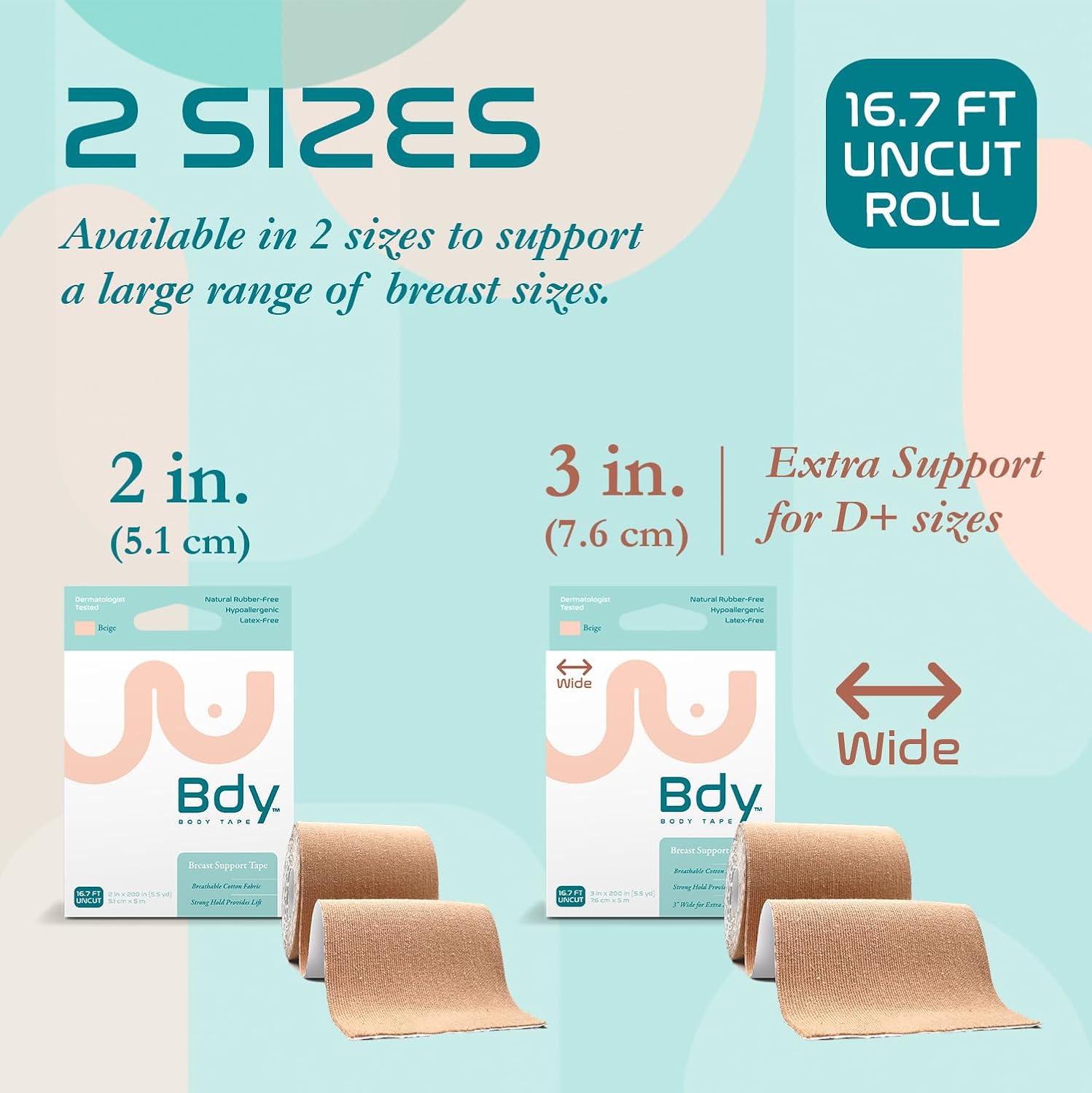 BDY Tape - Breast Lift Application and Removal Kit - for Boob Placement - Dermatologist Tested - Invisible Bra Alternative - (3 in.)
