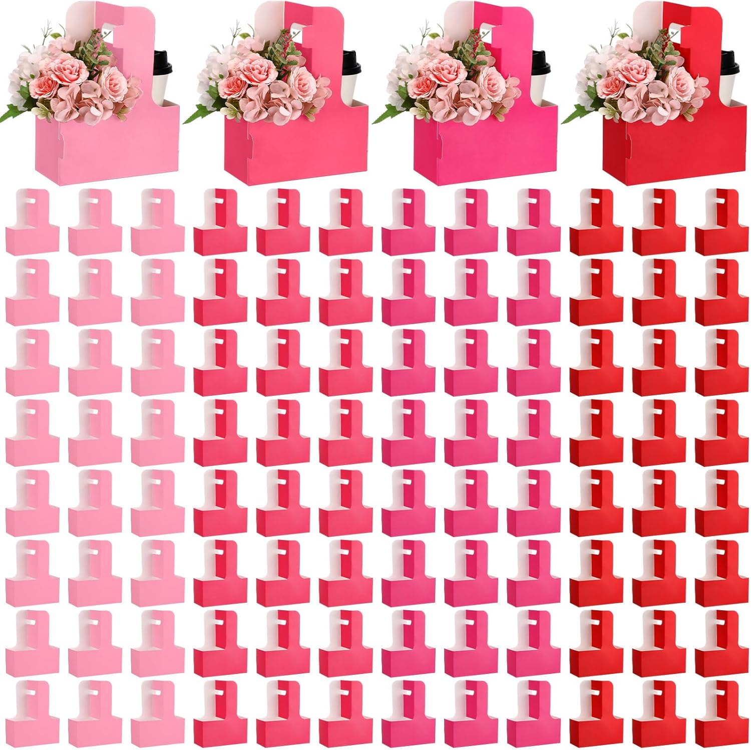 Reallnaive 100 Pack 2 Cup Disposable Drink Carrier for Delivery with Handle Paperboard Coffee Carrier for Hot Cold Drinks Take Out Cup Carriers for Food Delivery (4 Colors)