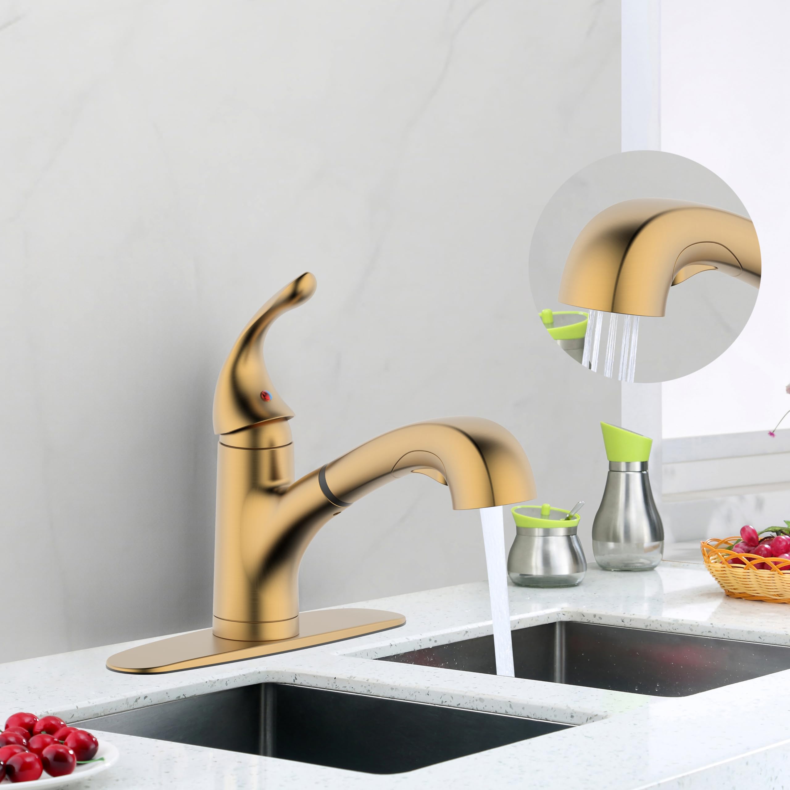Ausziehbare Küchenarmatur In Gebürstetem Gold – CUPC/NSF 61-9 & AB1953 Konform