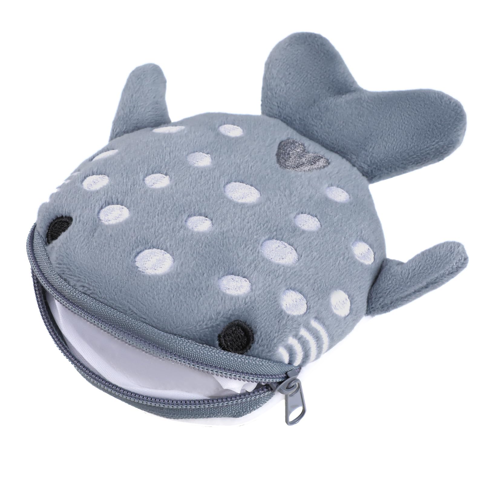WLLHYFShark Coin Purse Mini Cute Change Purses Small Cartoon Coin Pouch Funny Zipper Cosmetic Bag Earphone Wallet Small Items Bags for Women (Grey)