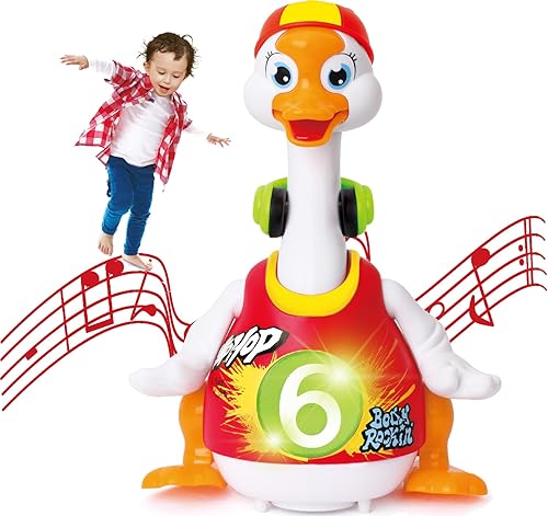 PowerTRC Niños Musical Bailando Hip Hop Ganso Cantando y Hablando con Luces Intermitentes (Rojo)