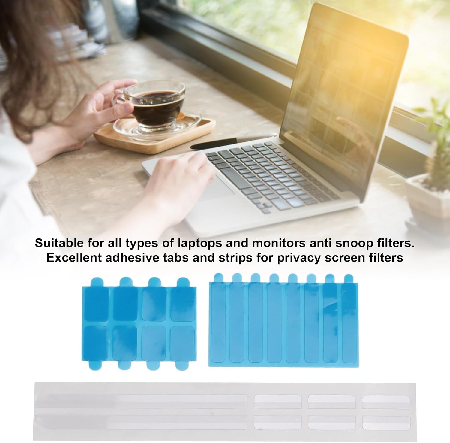 Laptop Privacy Screen Replacement Kit with Adhesive Strips and Slide Mount Holders for Computer Monitor Filter Protectors