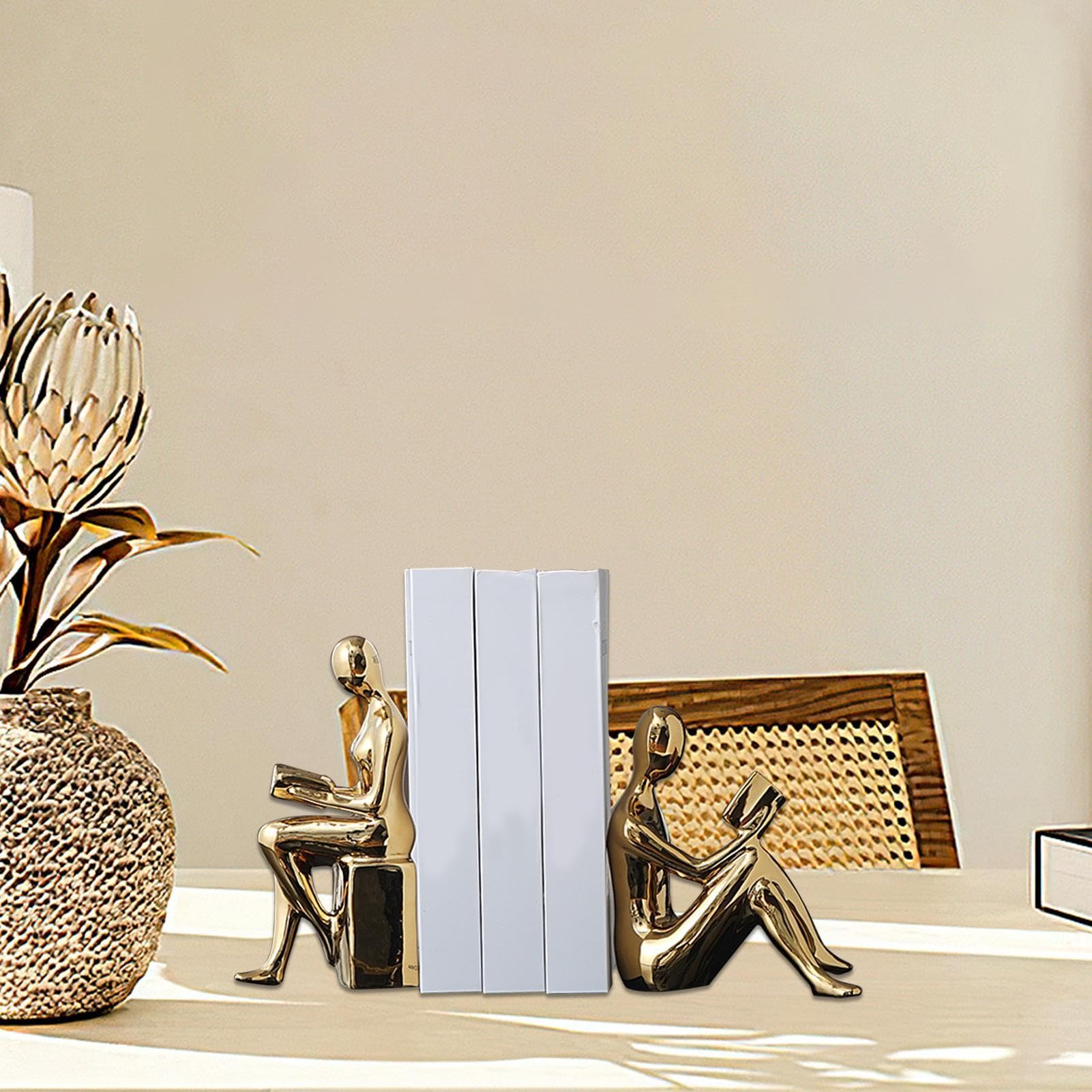 Dekorative Buchstützen für schwere Bücher, 2 x abstraktes Statuen-Design