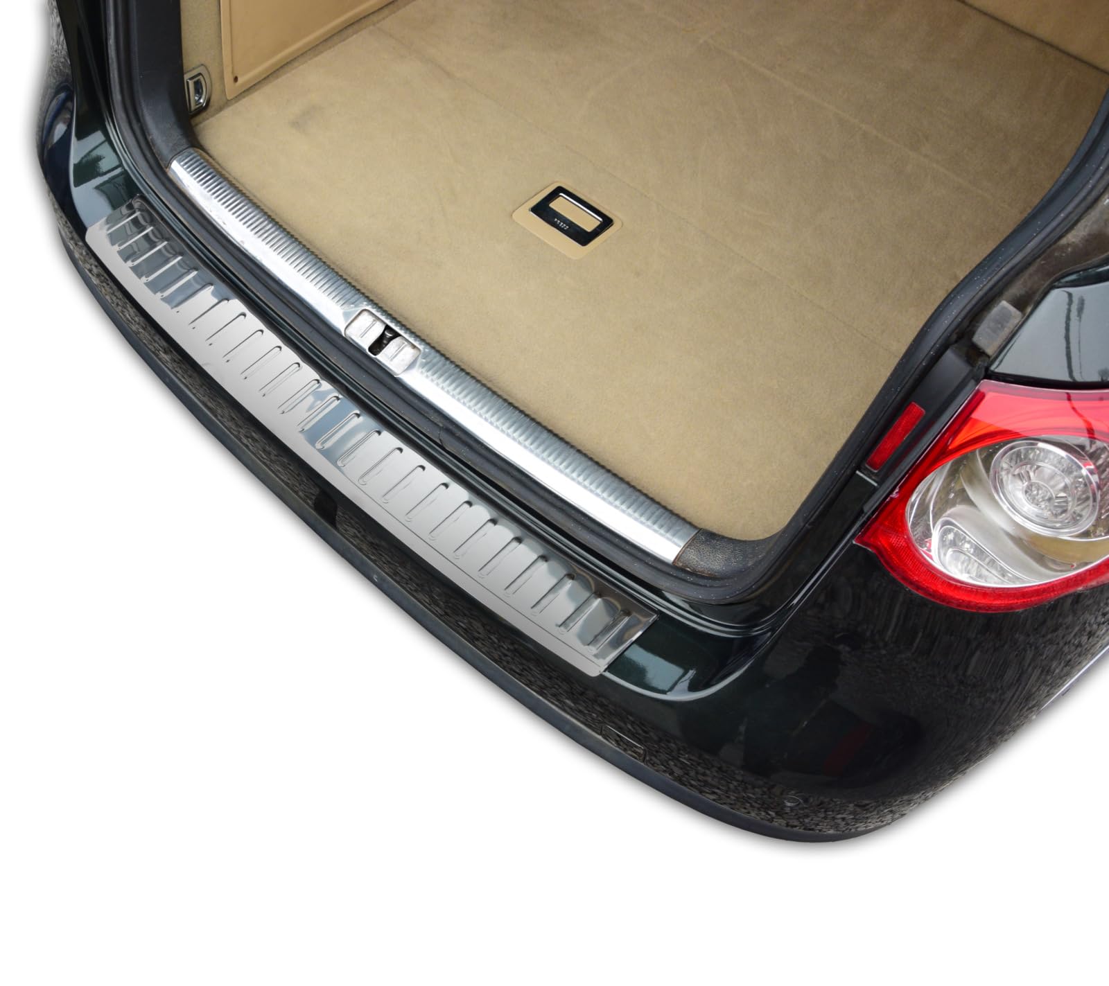 J&J AUTOMOTIVE Protezione Paraurti Posteriore per Volkswagen Passat B6 Break 2005-2012, su Misura, Salvabordo di Carico Antigraffio, Cromata