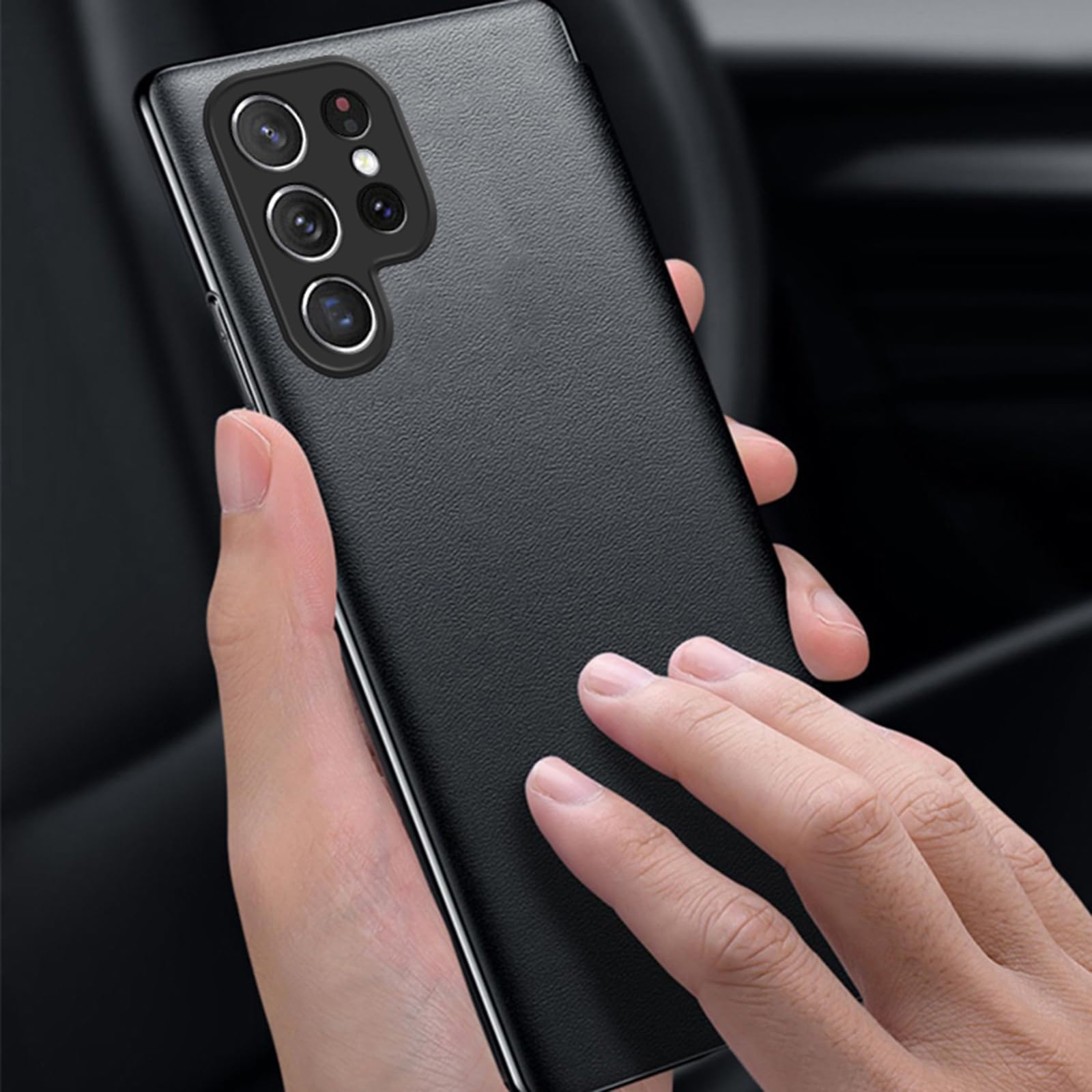 Etui z klapką do Samsung Galaxy S25 Ultra/S25 Plus/S25, wizualne okno skóra styl biznesowy etui folio osłona podszewka z włókna odpornego na zarysowania, czerwone, S25